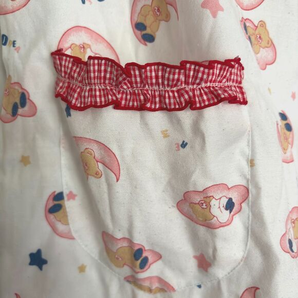 Gingham Check Trim Sleepy Teddy Bear Cottage Core Nightgown Woman's Med. #A - Picture 6 of 7